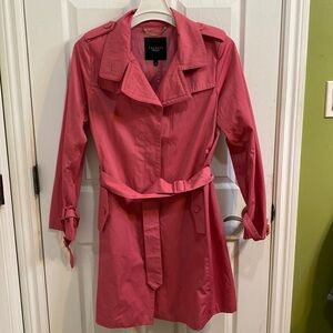 Talbots Pink All Weather Rain Trench Coat With Belt Pockets Women’s Size 8